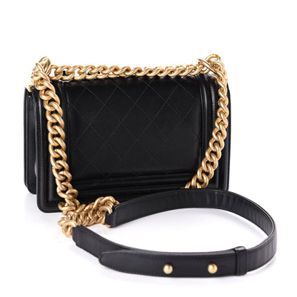 Chanel Lambskin Embroidered Camellia Quilted Small Boy Flap Black 3 of 12