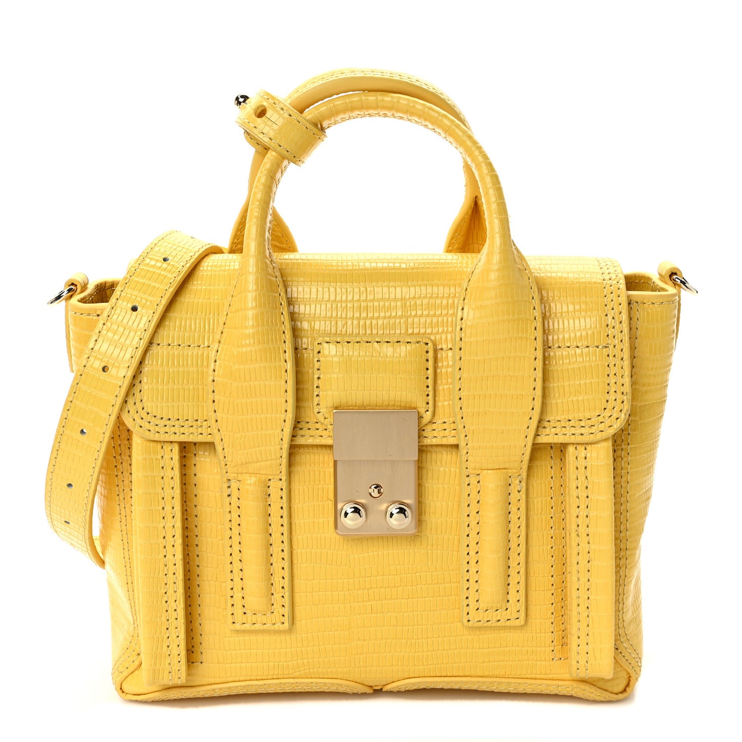 Lizard Embossed Calfskin Mini Pashli Satchel Sunshine