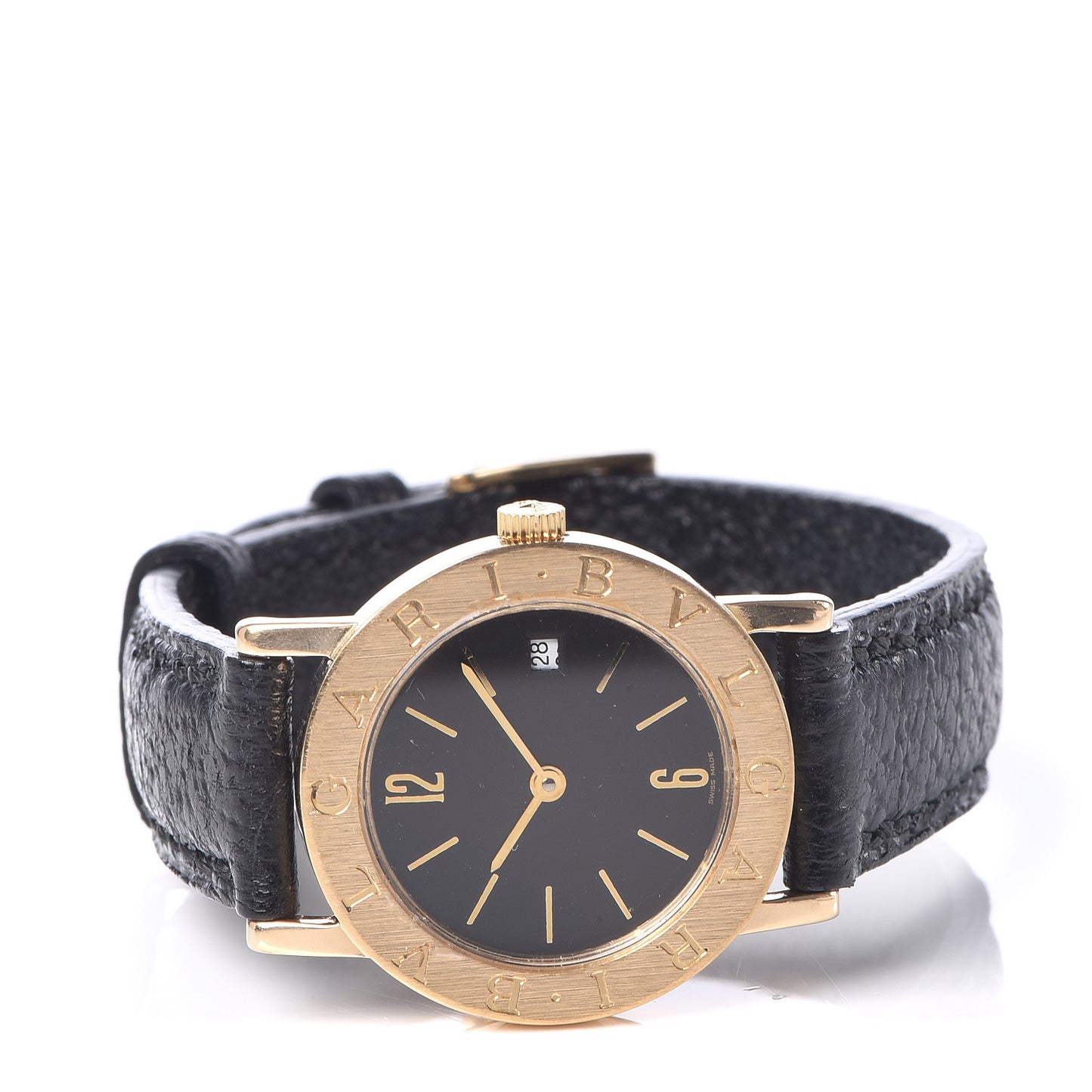 18K Yellow Gold Calfskin 26mm Quartz Watch Black