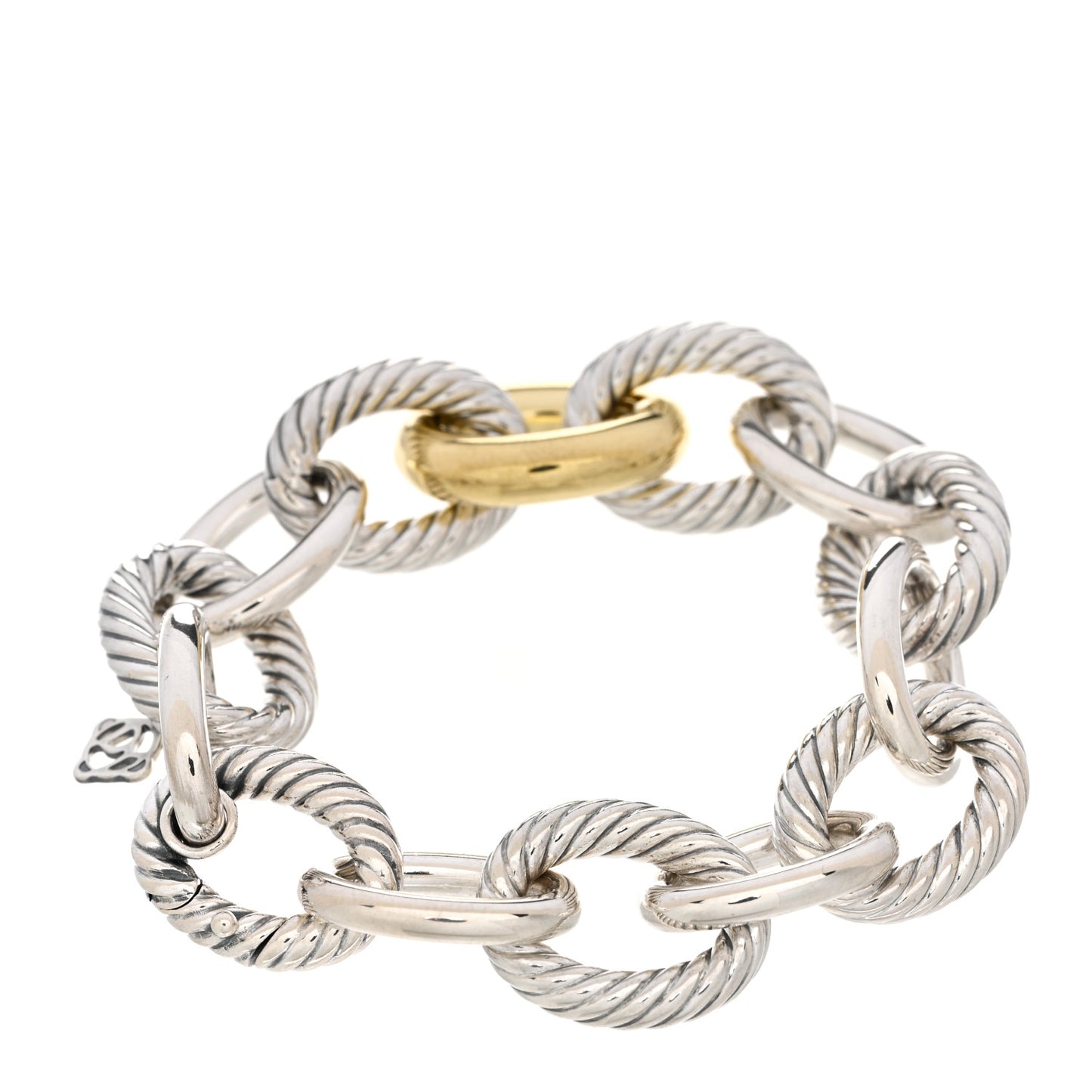 Sterling Silver 18K Yellow Gold 19mm Extra Large Oval Link Bracelet