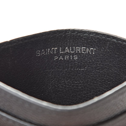 Saint Laurent Grain De Poudre Matelasse Chevron Monogram Credit Card Case Black 6 of 15