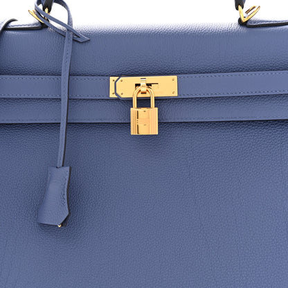 Hermes Togo Kelly Retourne 35 Bleu Brighton 8 of 11