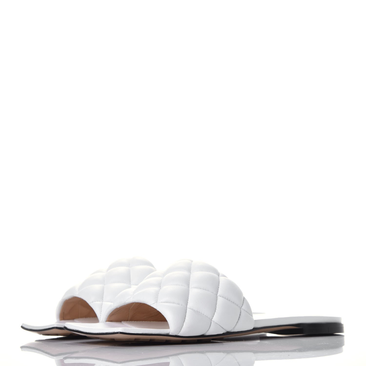 Bottega Veneta Nappa Matelasse Padded Flat Sandals 36.5 Optic White 3 of 8