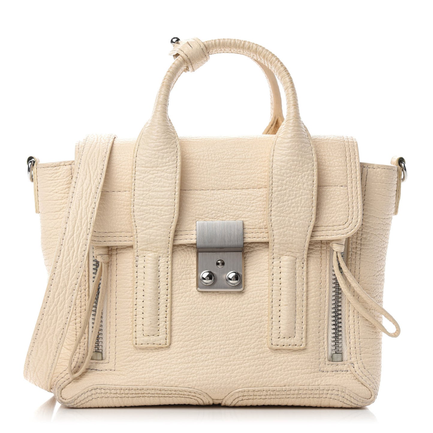 Textured Calfskin Mini Pashli Satchel Milk