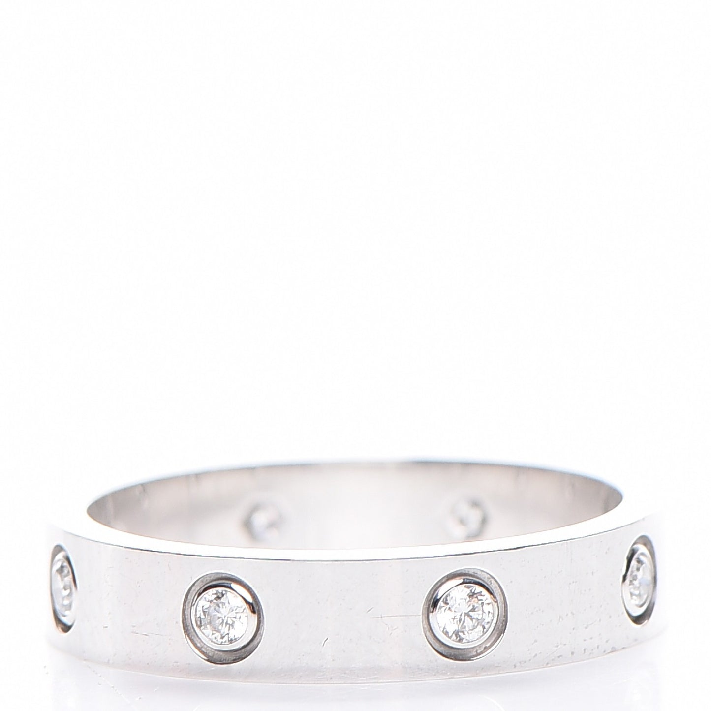 18K White Gold 8 Diamond 4mm LOVE Wedding Band Ring 54 6.75