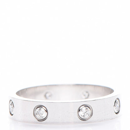 Cartier 18K White Gold 8 Diamond 4mm LOVE Wedding Band Ring 54 6.75 4 of 6
