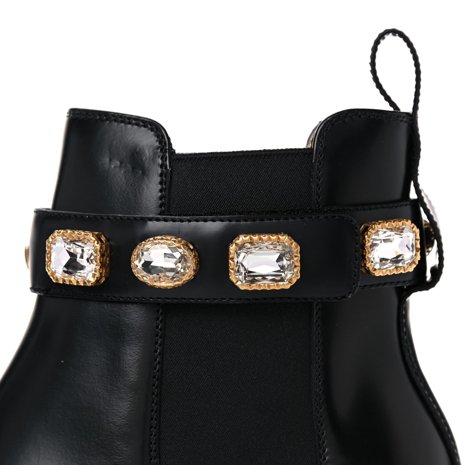 Gucci Calfskin Crystal GG Trip Chelsea Ankle Boots 39 Black 12 of 13