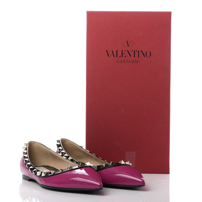 Valentino Garavani Patent Rockstud Ballerina Flats 35 Fuxia Black 10 of 10