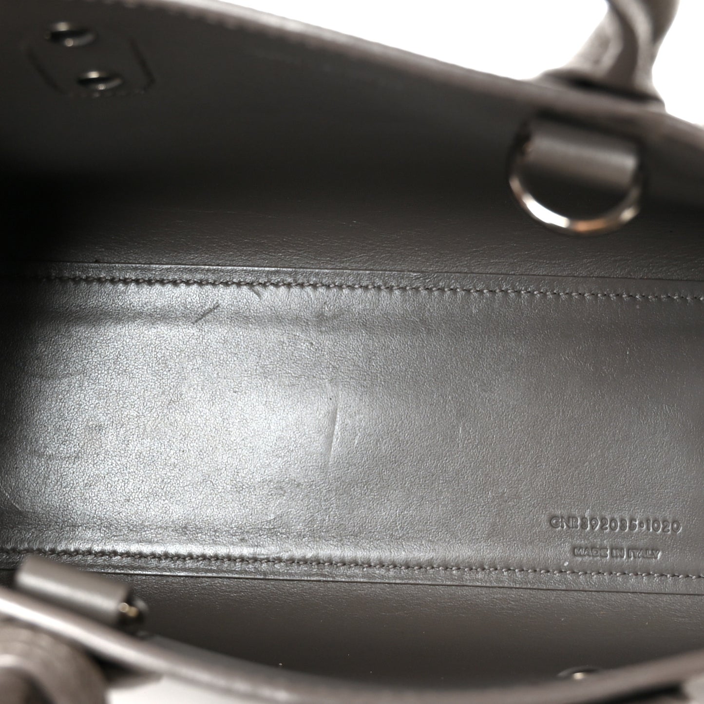 Grained Calfskin Topstich Baby Sac De Jour Fog