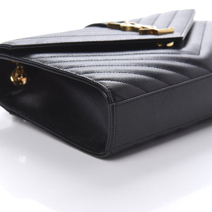 Saint Laurent Grain De Poudre Matelasse Chevron Medium Monogram Satchel Black 6 of 9