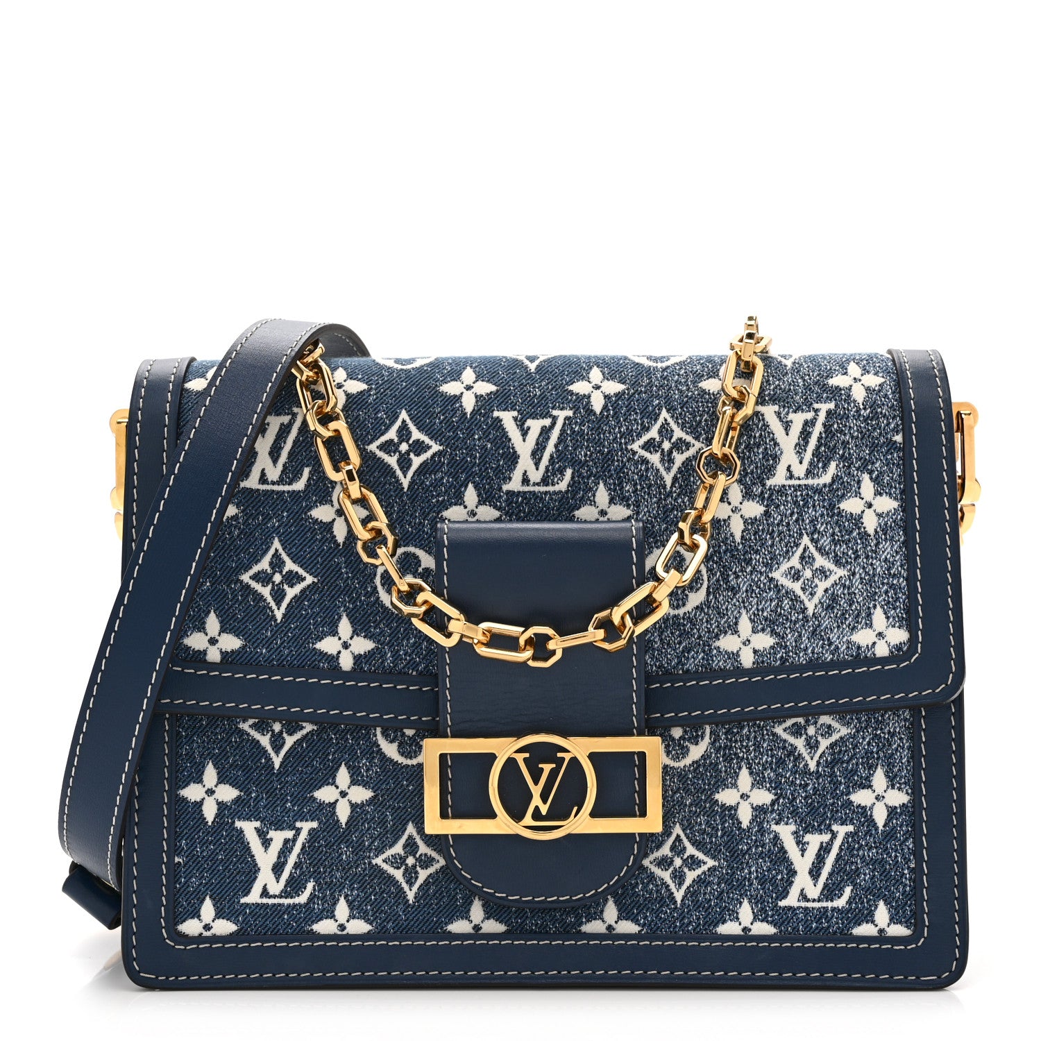 Louis Vuitton Denim Monogram Jacquard Dauphine MM Bleu 1 of 9