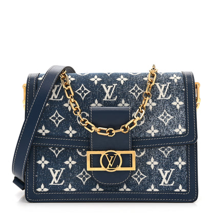 Louis Vuitton Denim Monogram Jacquard Dauphine MM Bleu 1 of 9
