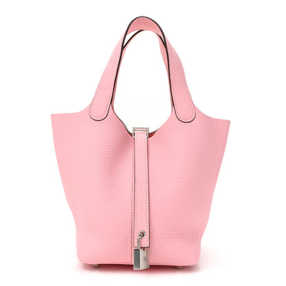 Hermes Taurillon Clemence Picotin Lock 18 PM Rose Sakura 1 of 10