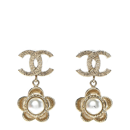 Chanel Pearl CC Camellia Earrings Gold 1 of 6