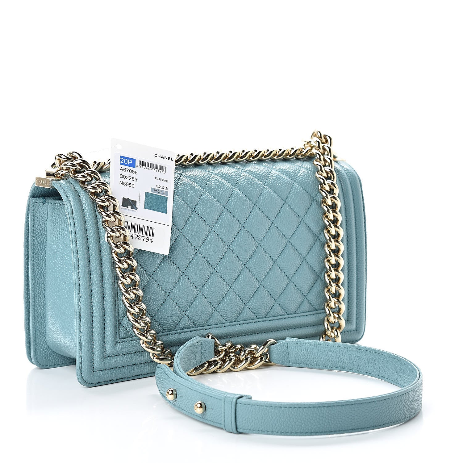 Chanel Caviar Quilted Medium Boy Flap Light Blue 3 of 11