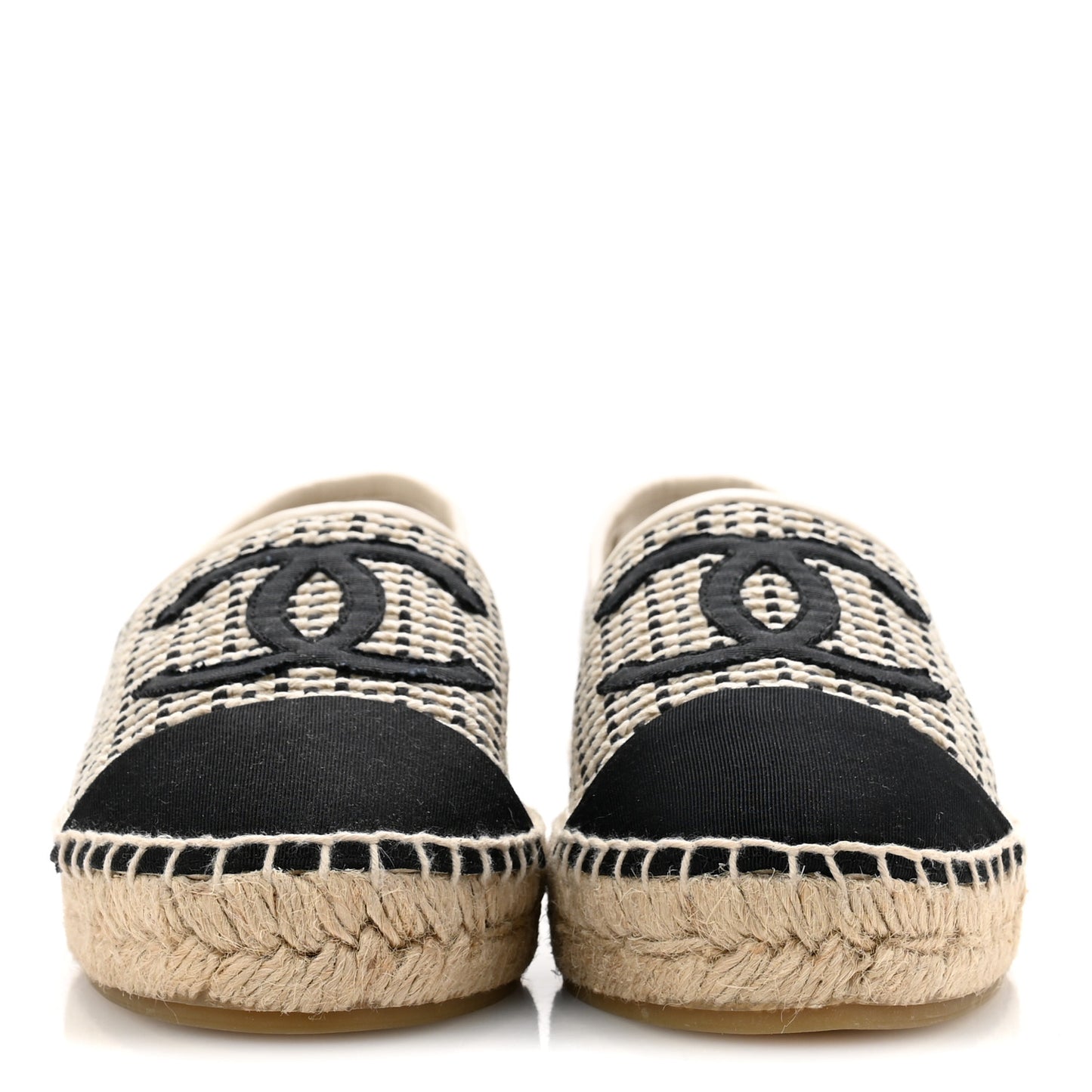 Mesh Grosgrain CC Espadrilles 39 Beige Black