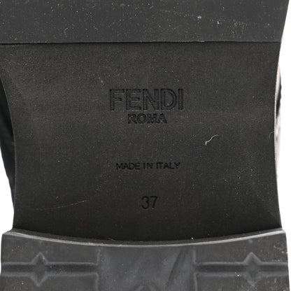 Fendi Calfskin Stretch Fabric Rockoko Biker Boots 37 Tobacco Black Marino 6 of 8