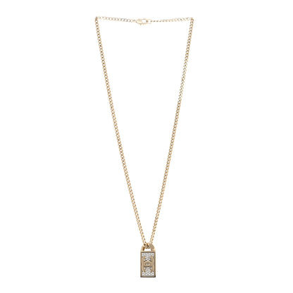 Chanel Crystal Dog Tag Charm Necklace Gold 3 of 7