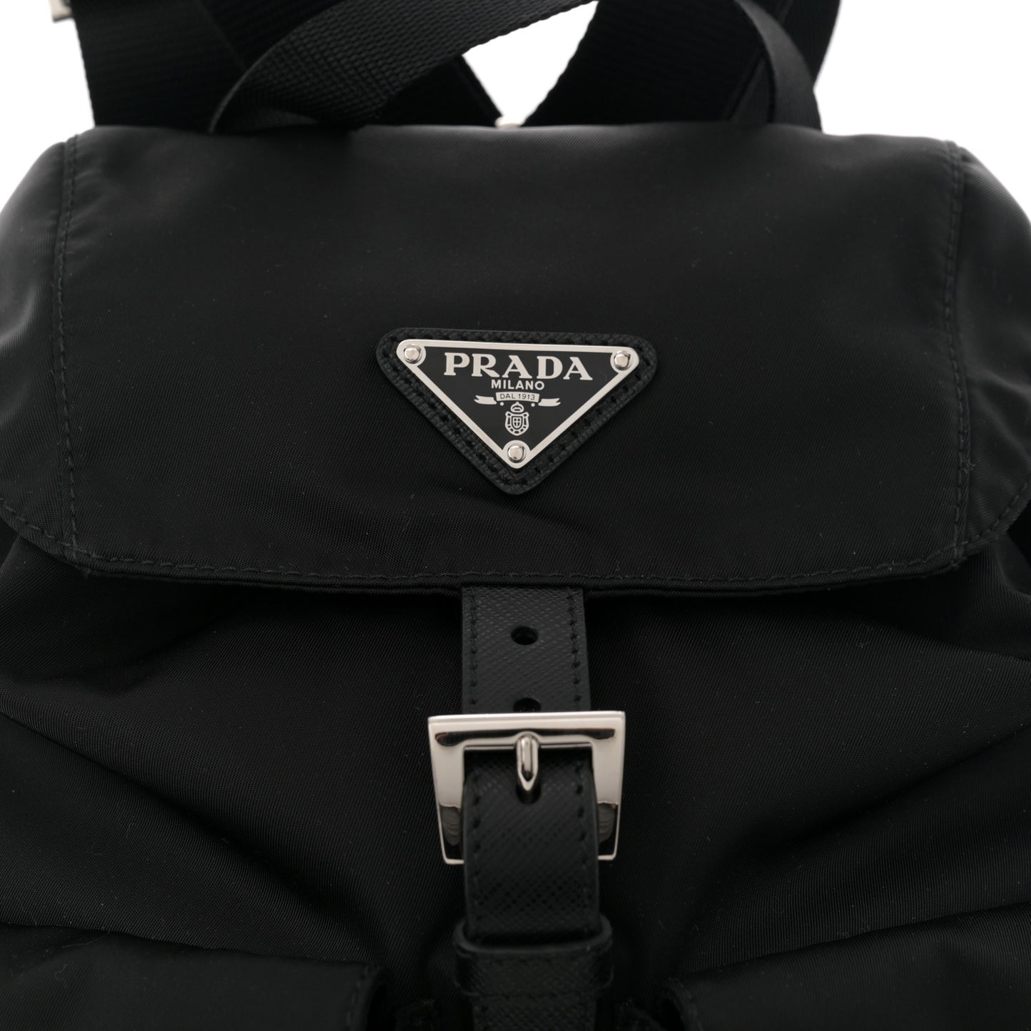 Tessuto Nylon Saffiano Small Backpack Black