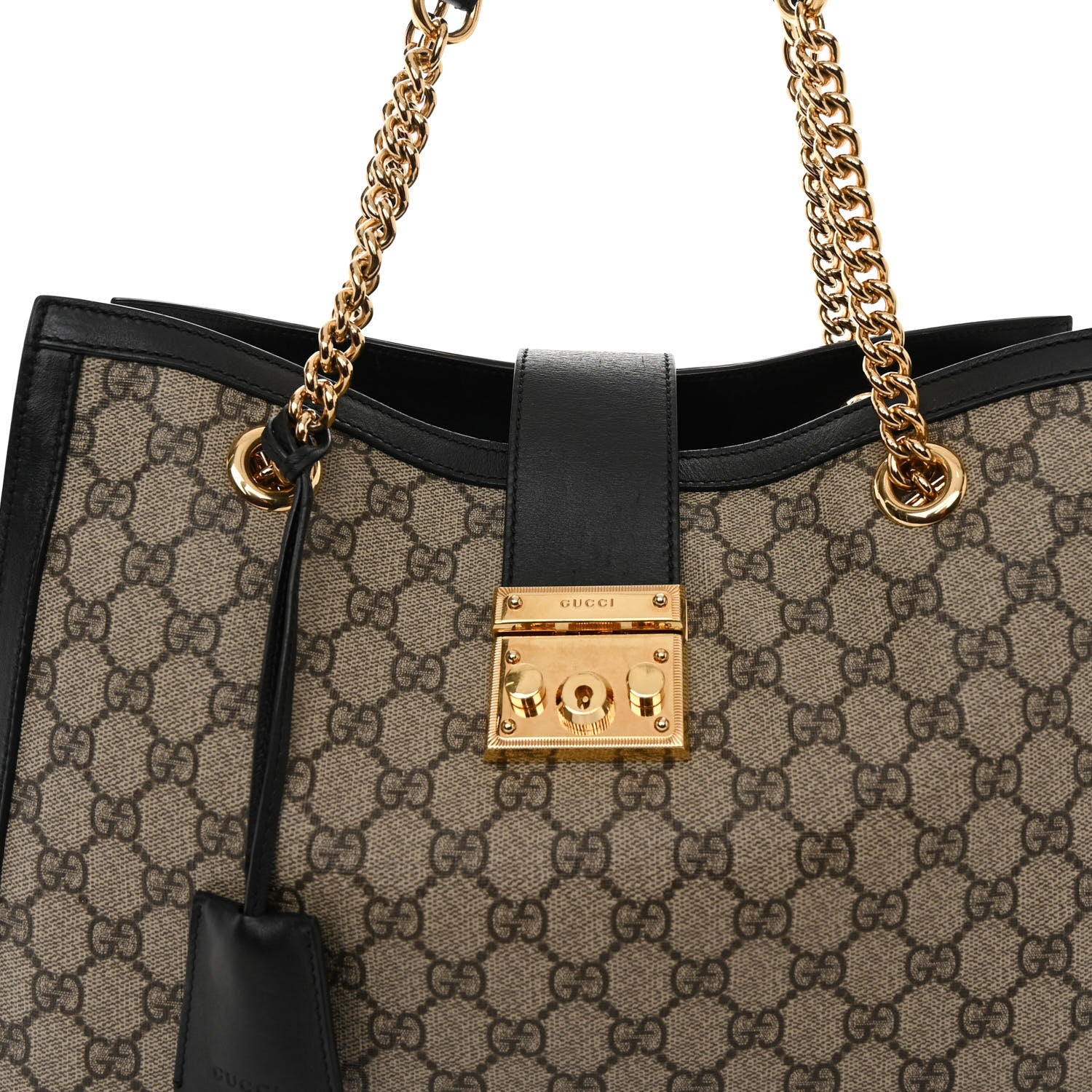 Gucci GG Supreme Monogram Medium Padlock Tote Black 8 of 10