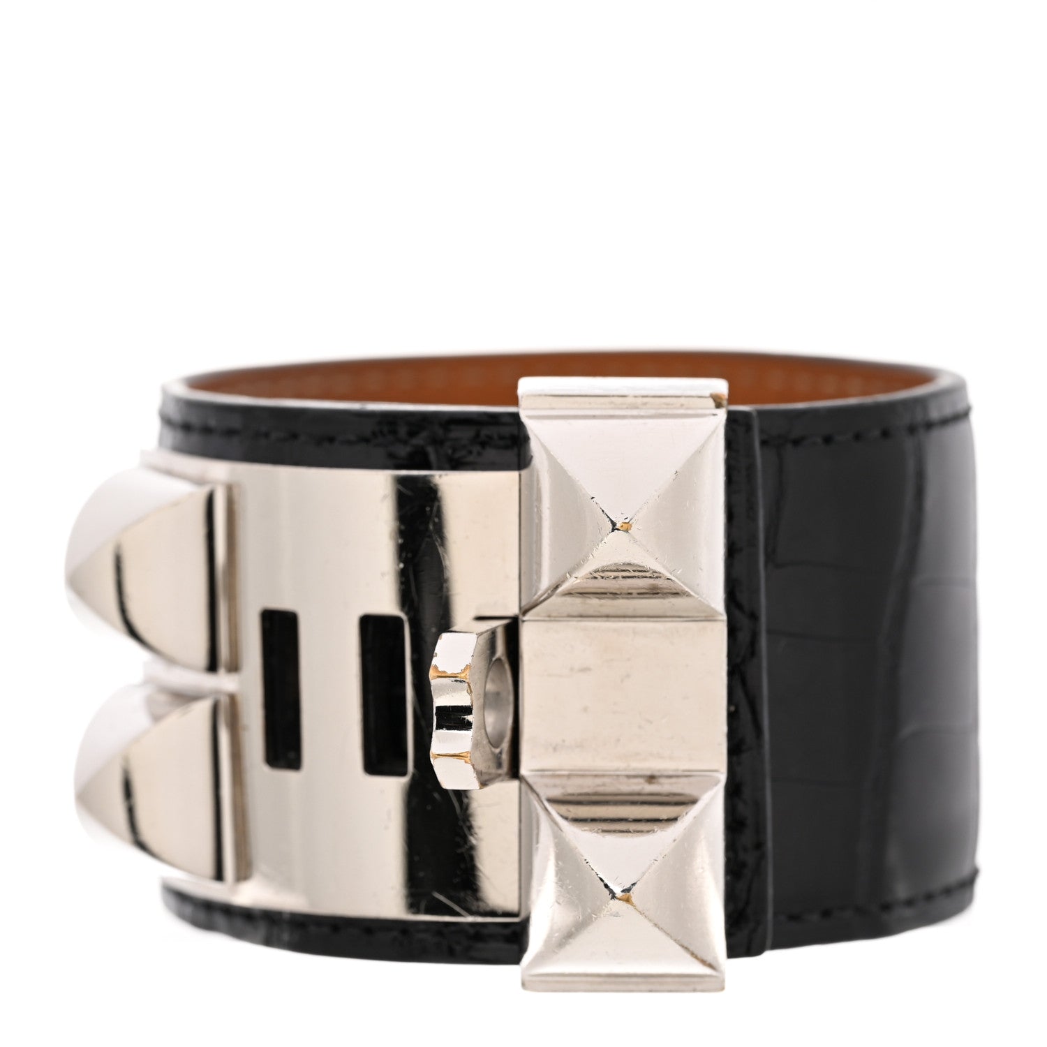 Hermes Shiny Alligator Collier De Chien CDC Bracelet Black 3 of 12
