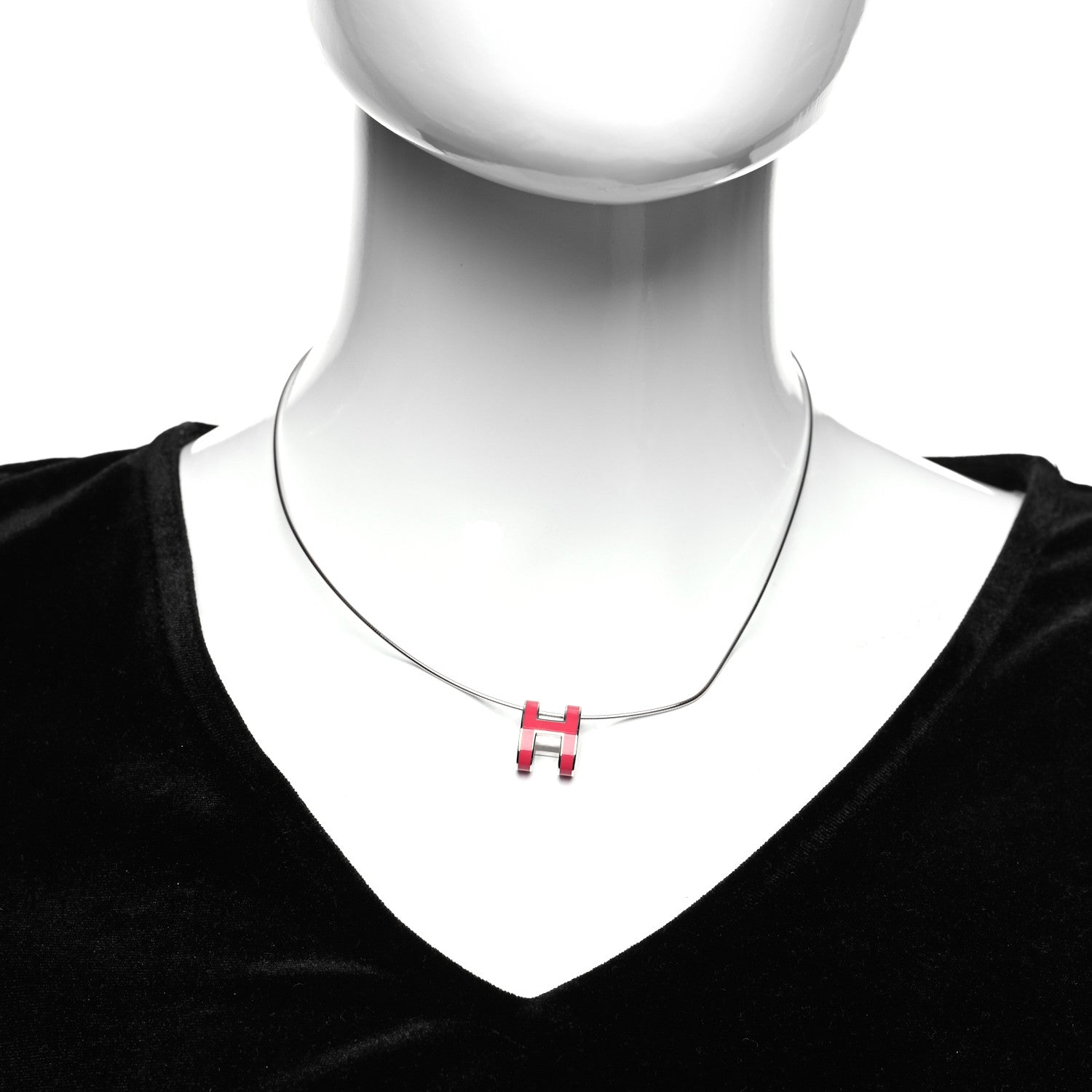 Hermes Lacquered Palladium Pop H Pendant Necklace Rose Extreme 2 of 5