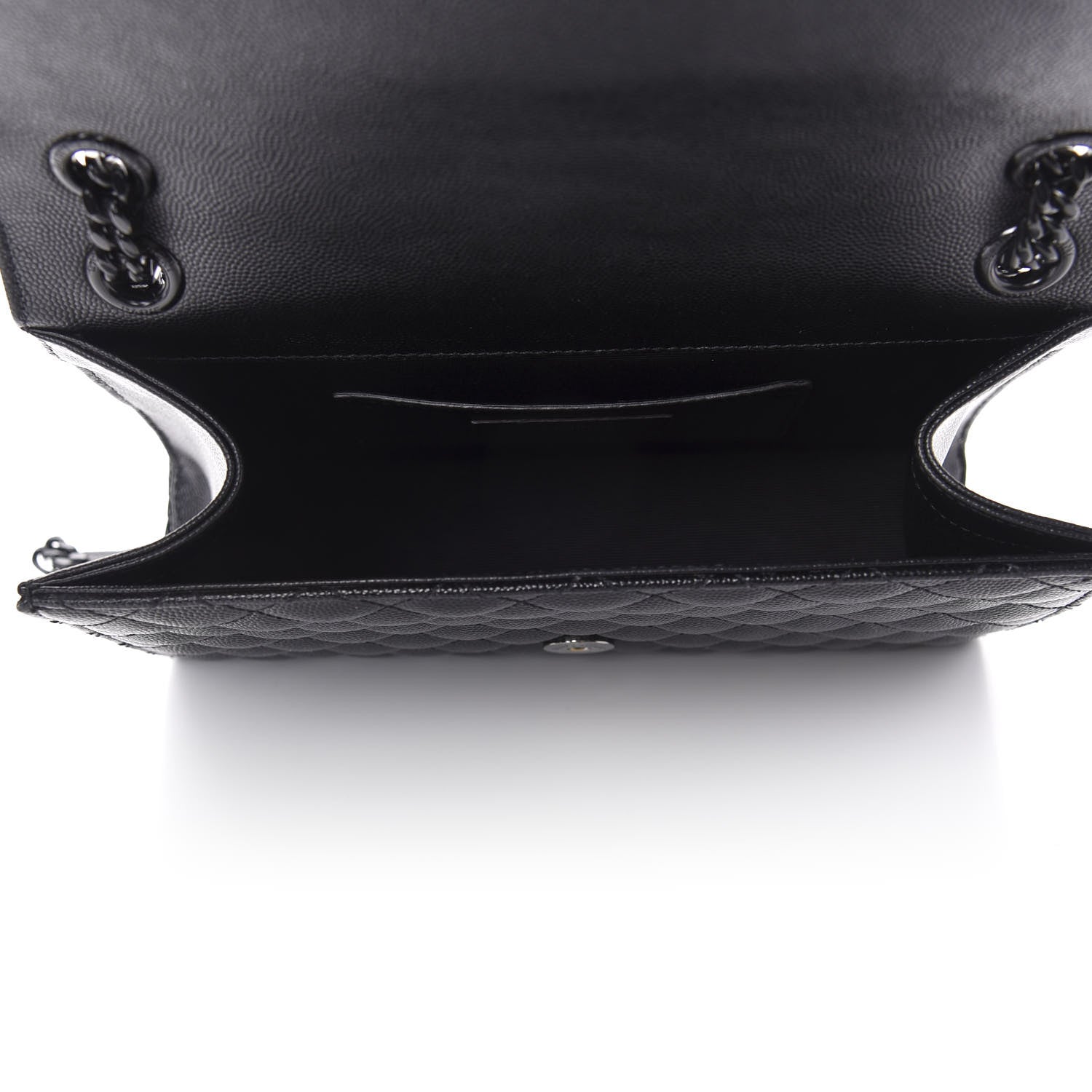Saint Laurent Grain De Poudre Textured Mixed Matelasse Triquilt Medium Monogram Satchel Black 5 of 10