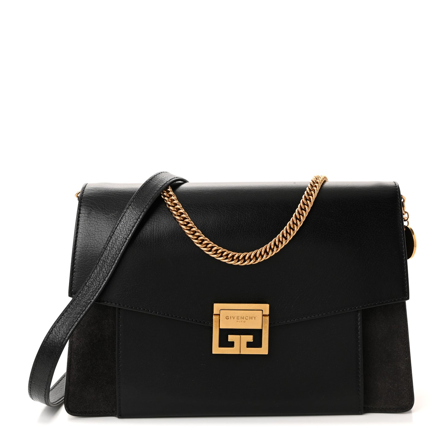 Sugar Goatskin Suede Medium GV3 Shoulder Bag Black Grey