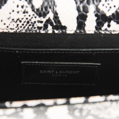 Saint Laurent Python Small Monogram Kate Tassel Satchel Black White 6 of 6