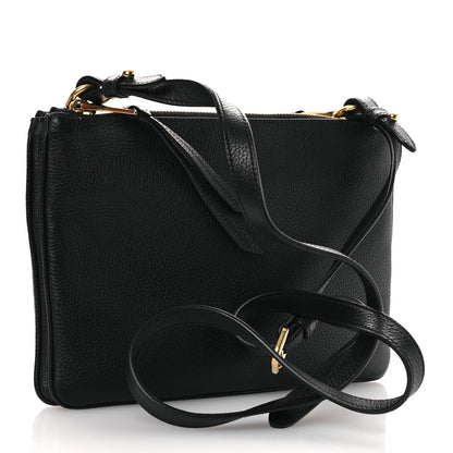 Prada Vitello Phenix Double Zip Crossbody Bag Black 3 of 11