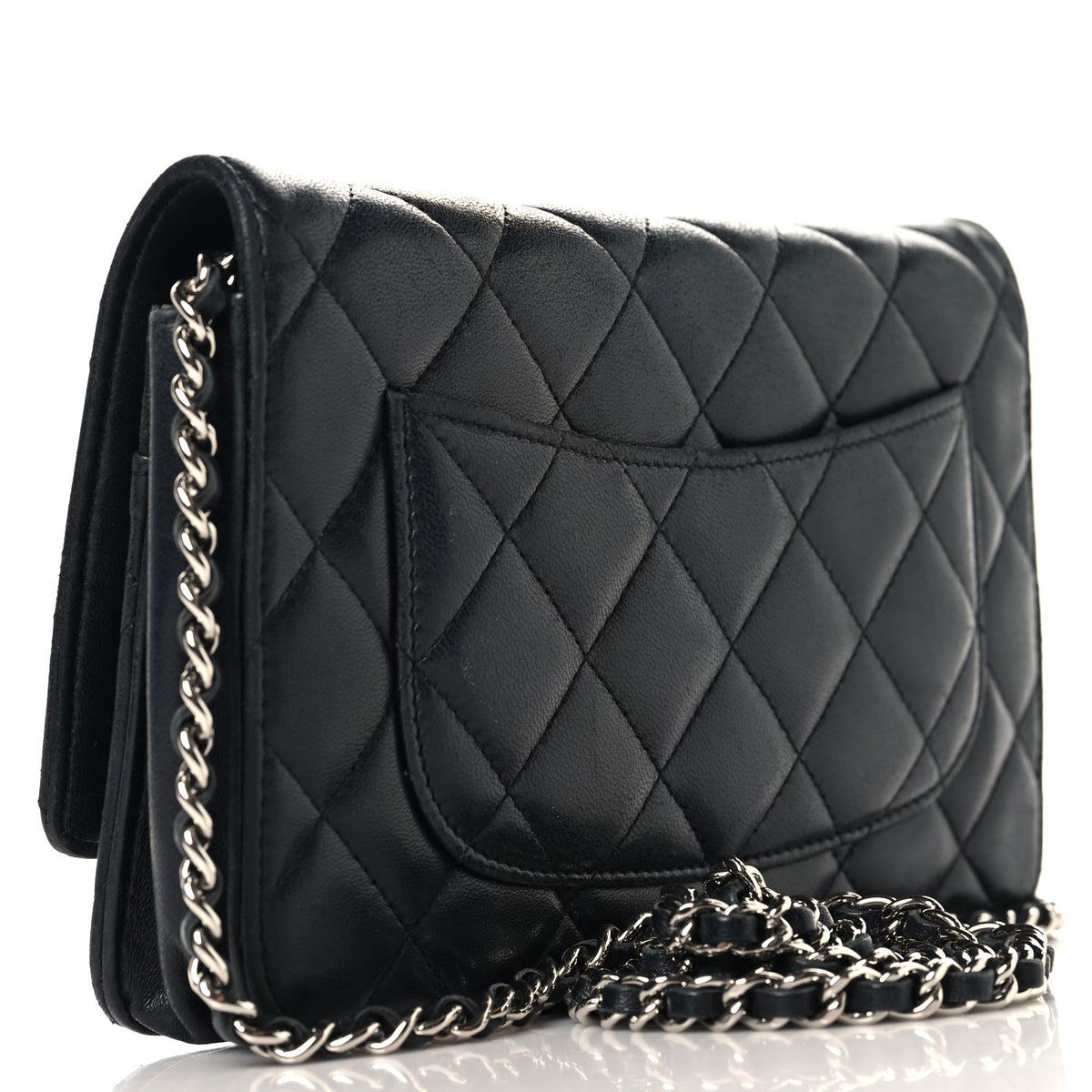 Lambskin Quilted Wallet On Chain WOC Black