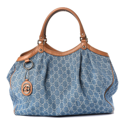 Gucci Denim Monogram Large Sukey Tote 1 of 8