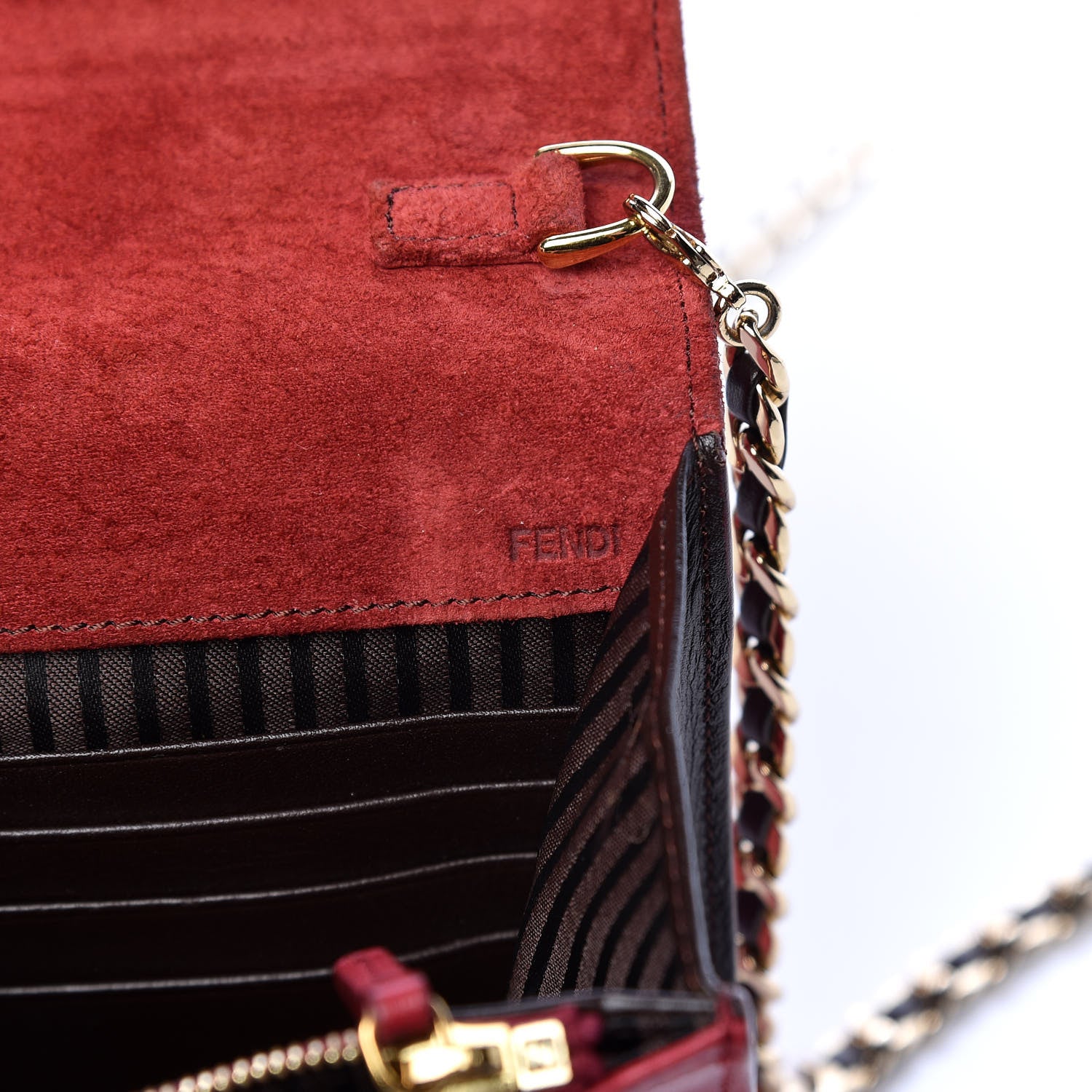 Fendi Vitello Wallet On Chain Red 9 of 15