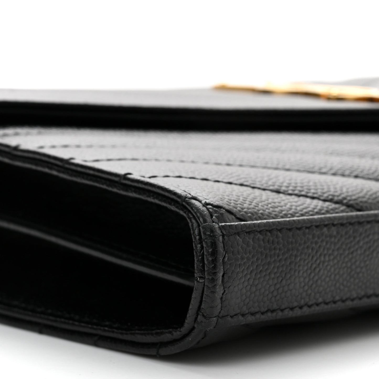 Grain De Poudre Matelasse Chevron Monogram Chain Wallet Black