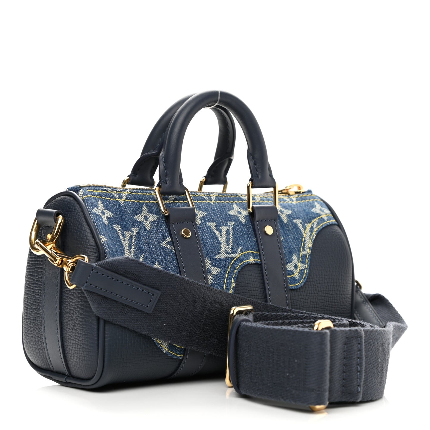 Taurillon Monogram Denim Drip Keepall XS Blue