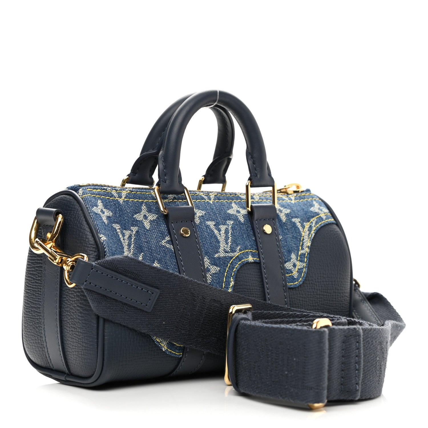 Louis Vuitton Taurillon Monogram Denim Drip Keepall XS Blue 3 of 9