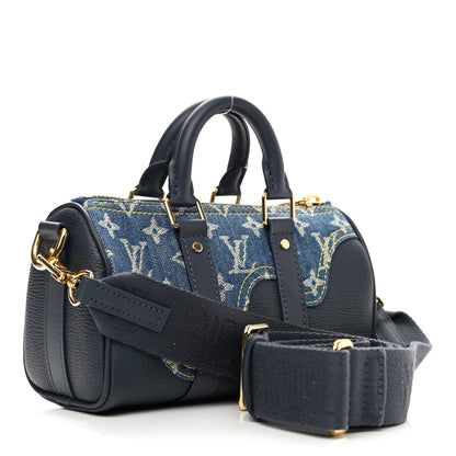 Louis Vuitton Taurillon Monogram Denim Drip Keepall XS Blue 3 of 9