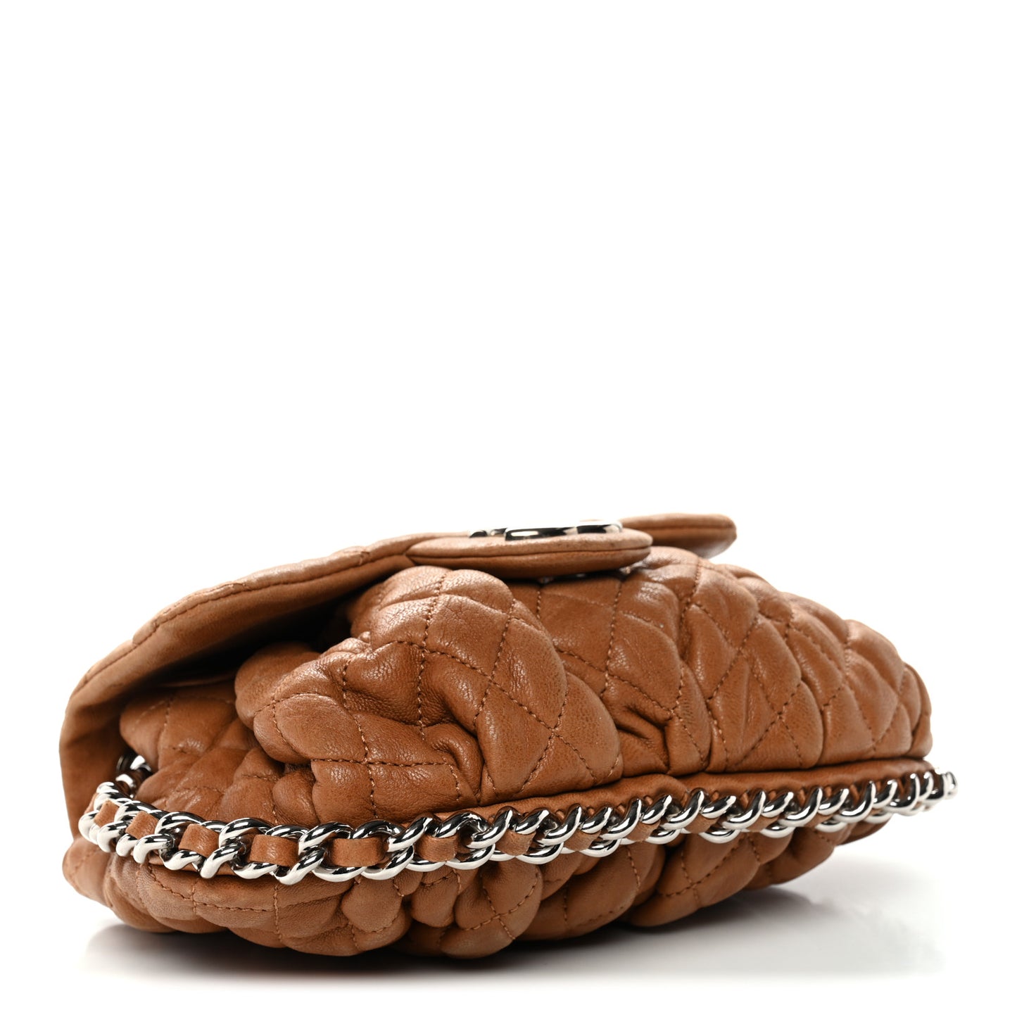 Washed Lambskin Mini Chain Around Messenger Brown