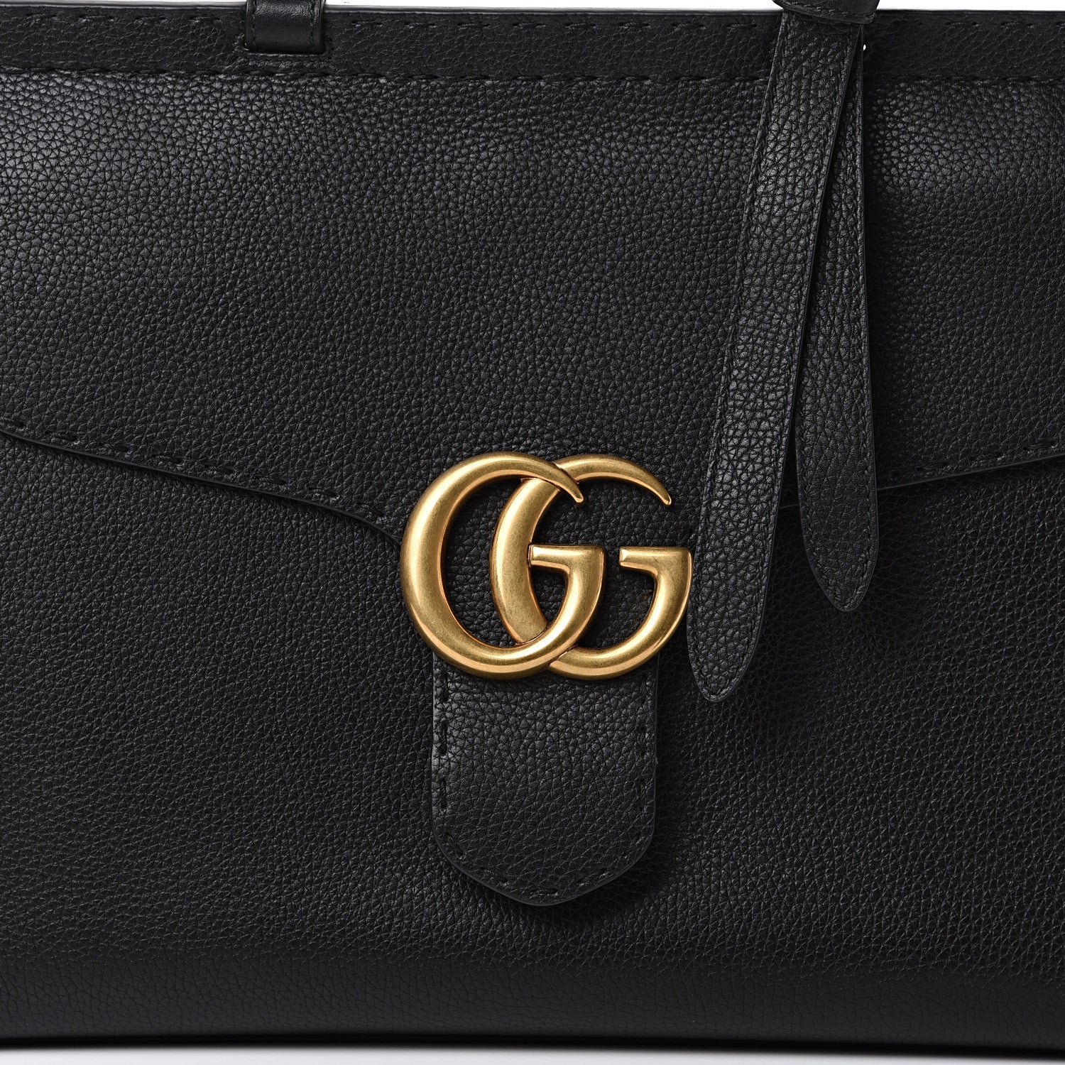 Gucci Calfskin Medium GG Marmont Top Handle Bag Black 7 of 9