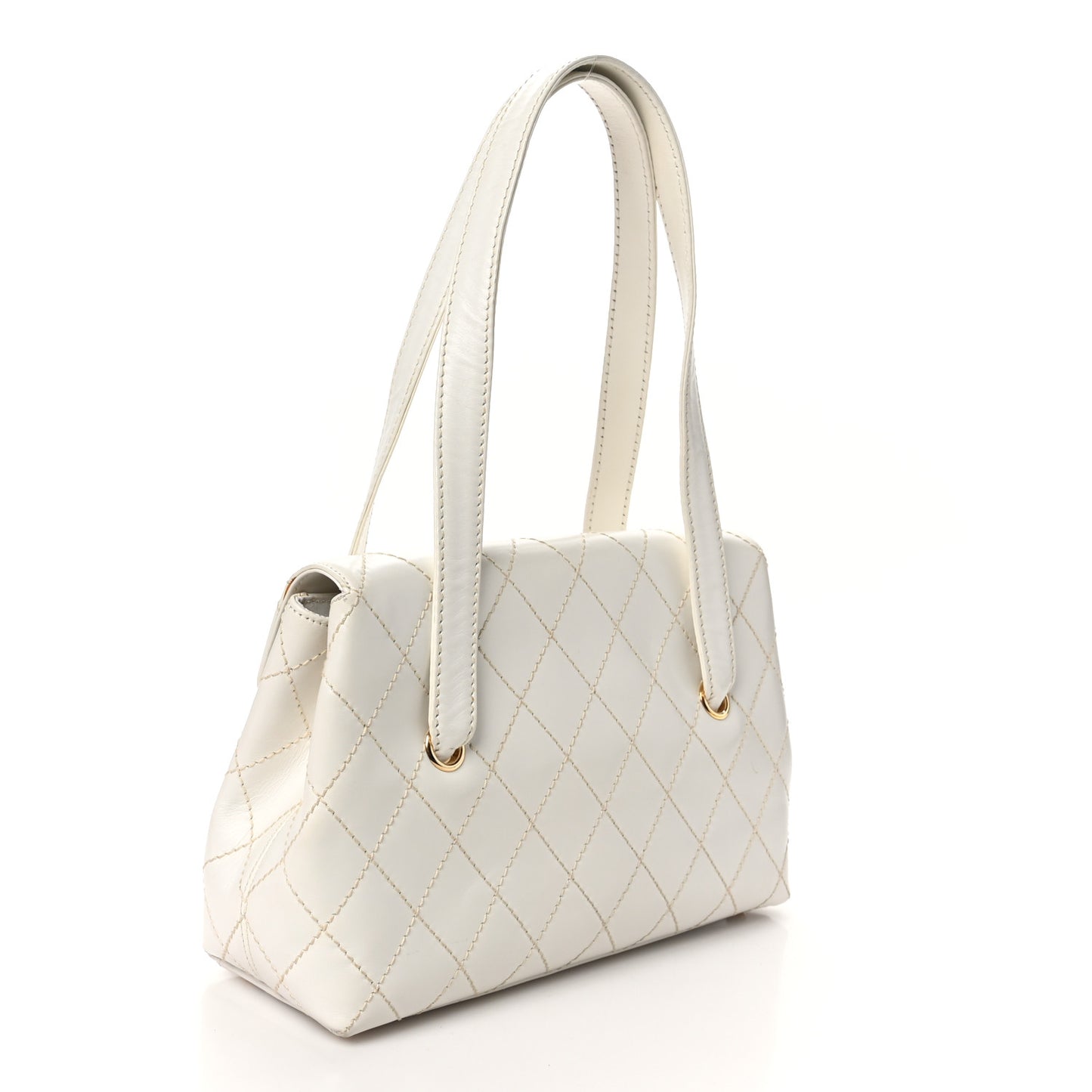 Calfskin Wild Stitch Shoulder Bag White