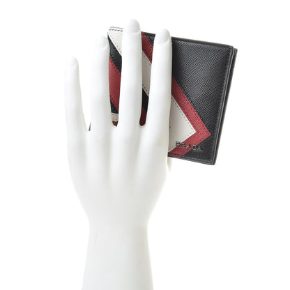 Prada Saffiano Surf Colorblock Bi-Fold Wallet Black Talco Fuoco 2 of 8
