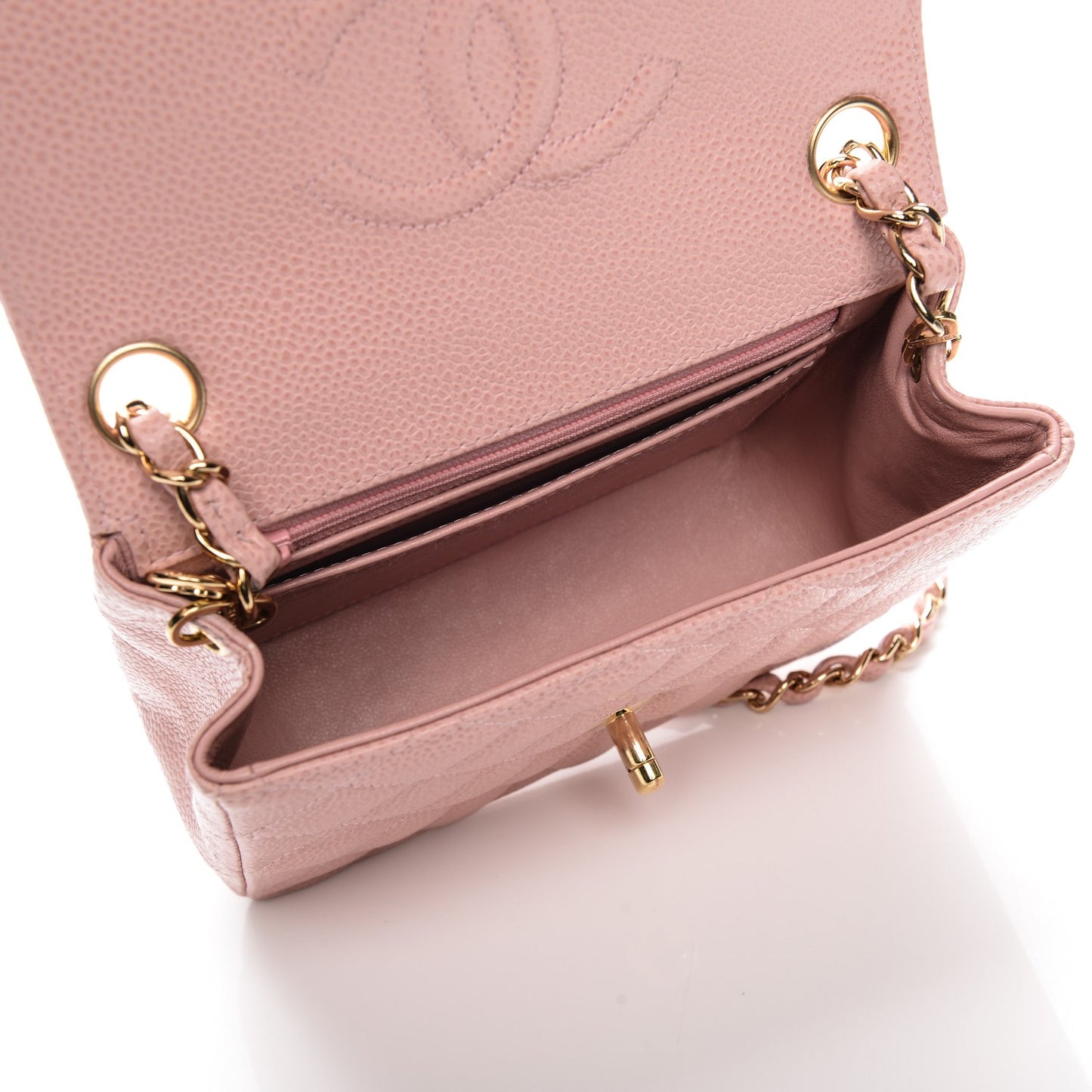Caviar Quilted Mini Square Flap Pink