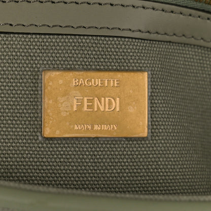 Fendi Canvas Vitello King FF Embroidered Baguette Green Tea 6 of 8