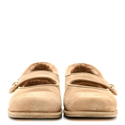 Chanel Suede Cap Toe CC Mary Jane Flats 40.5 Beige 3 of 9