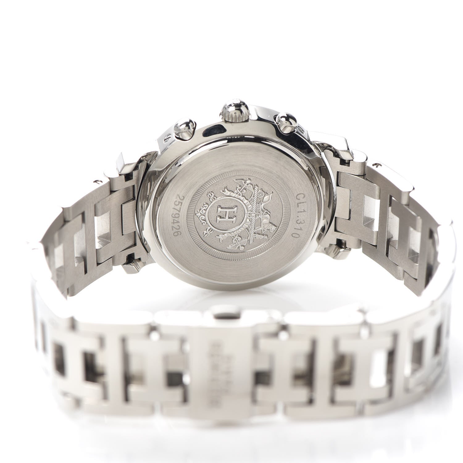 Hermes Stainless Steel Pink Mother of Pearl 31mm Clipper Chronograph Quartz Watch 4 of 6