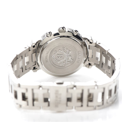 Hermes Stainless Steel Pink Mother of Pearl 31mm Clipper Chronograph Quartz Watch 4 of 6