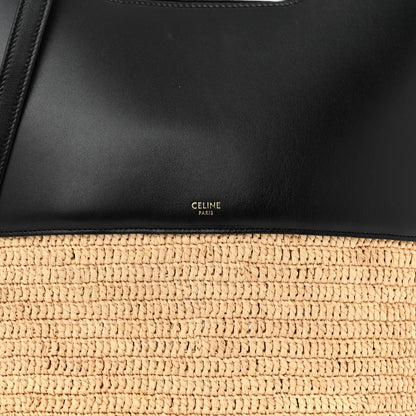 Celine Raffia Calfskin Basket Bag Natural Black 9 of 12