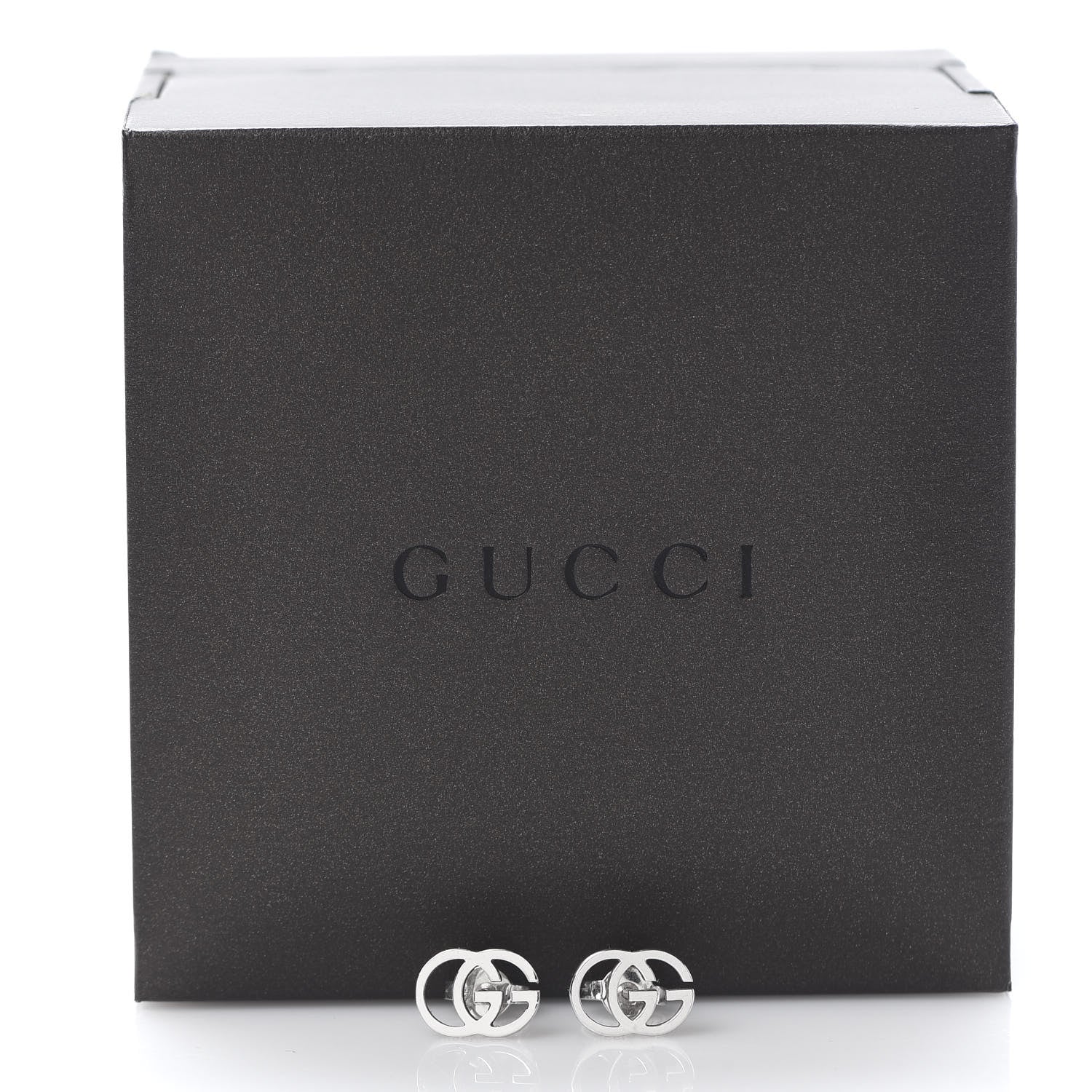Gucci 18K White Gold GG Tissue Stud Earrings 5 of 5