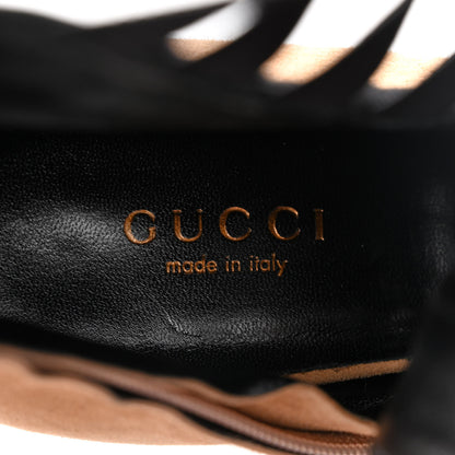 Gucci Kid Scamosciato Elastic Olimpia Open Toe Booties 36.5 Black Camelia 7 of 14