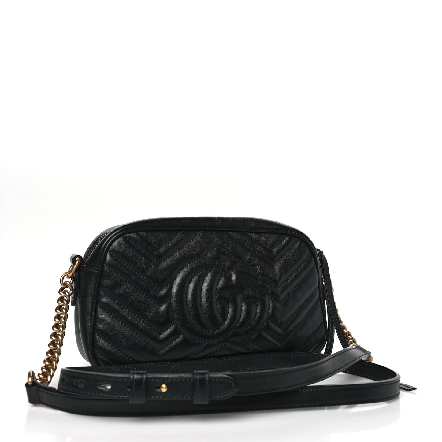 Calfskin Matelasse Small GG Marmont Chain Shoulder Bag Black